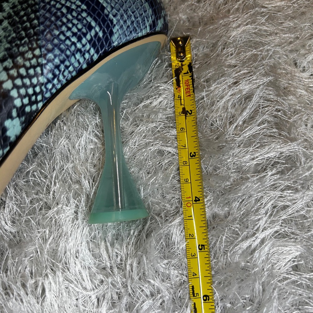 Gianni Bini Blue Snake Print Ankle Boots - Picture 7 of 7